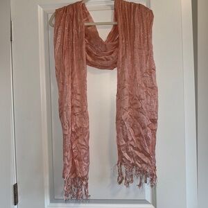 Shimmering Pink Scarf with Fringe